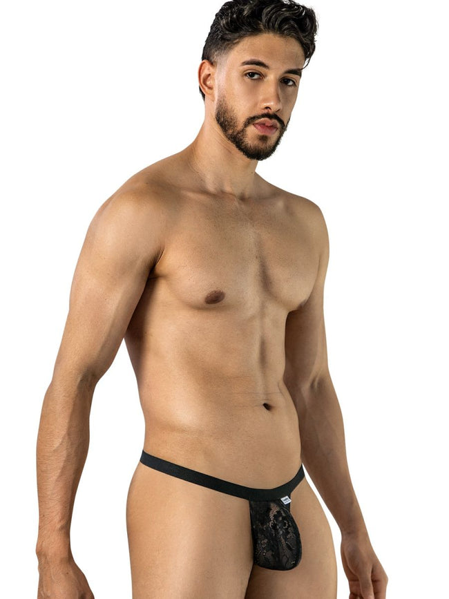CandyMan 95013 Men's Underwear Seductive Lace Thongs Color Black