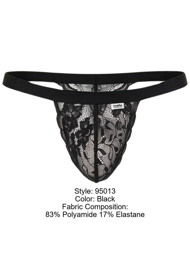 CandyMan 95013 Men's Underwear Seductive Lace Thongs Color Black
