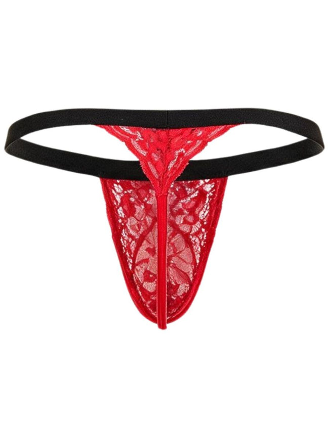 CandyMan 95013 Men's Underwear Seductive Lace Thongs Color Red-Black