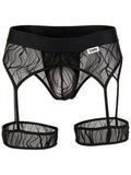 CandyMan 95014 Men's Underwear Seductive Garter Thongs Color Black