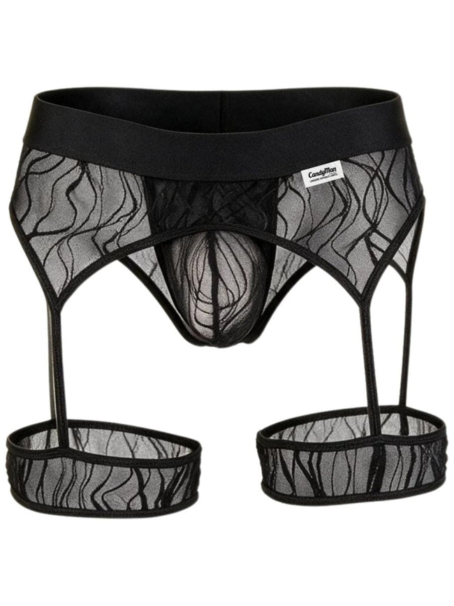 CandyMan 95014 Men's Underwear Seductive Garter Thongs Color Black