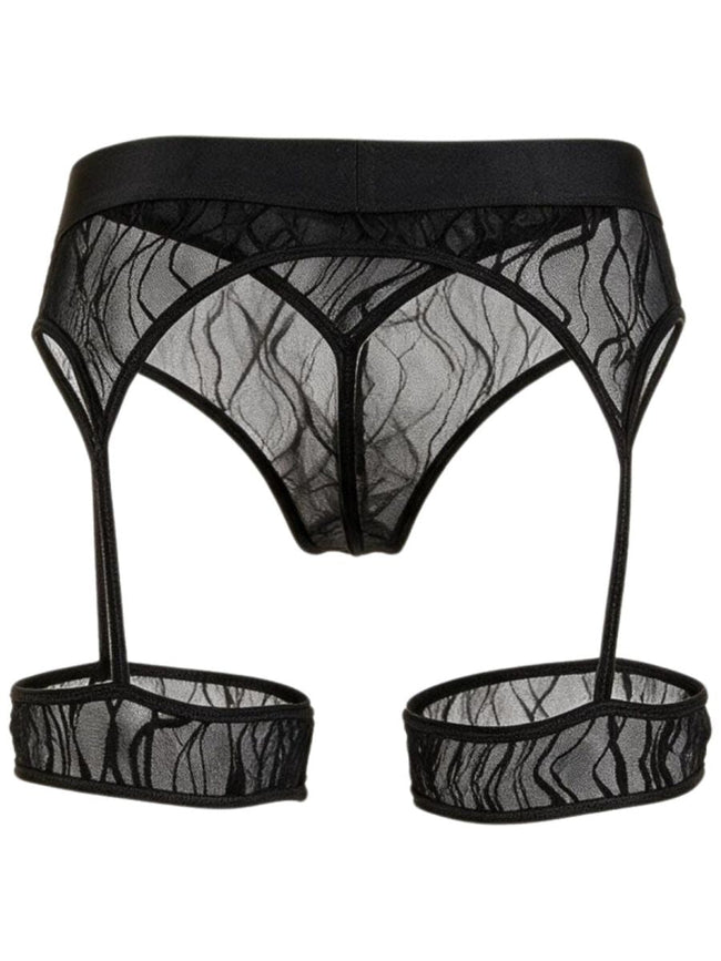 CandyMan 95014 Men's Underwear Seductive Garter Thongs Color Black