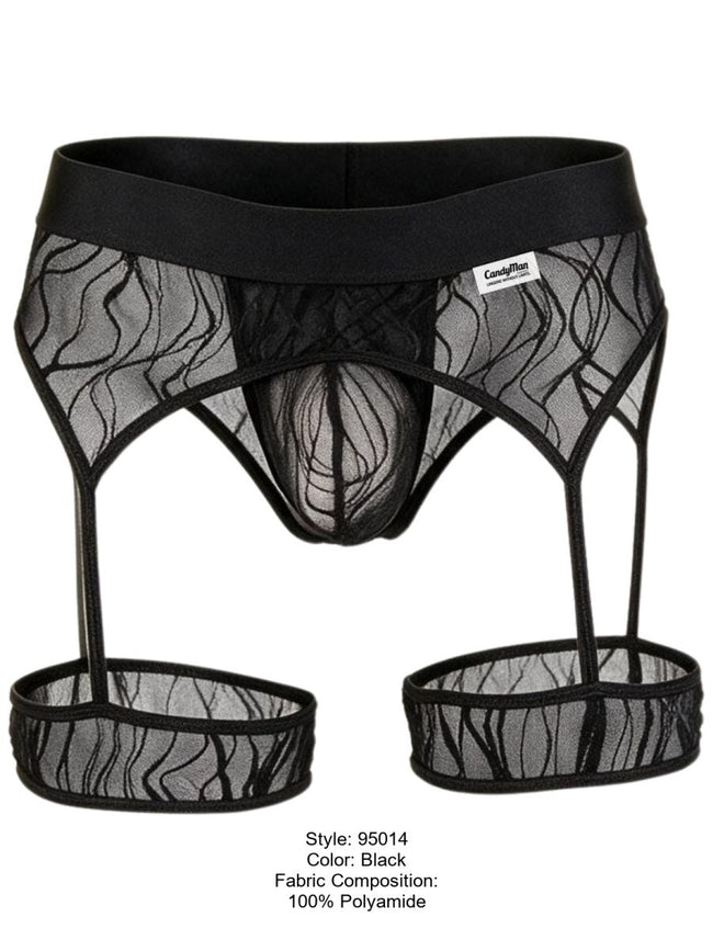 CandyMan 95014 Men's Underwear Seductive Garter Thongs Color Black