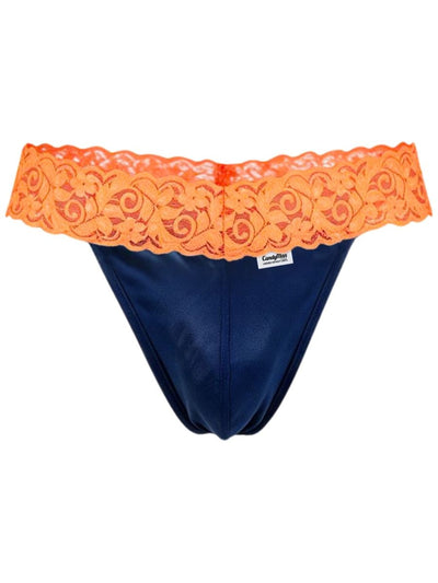 CandyMan 95015 Men's Underwear Seductive Lace Thongs Color Blue-Hot Orange
