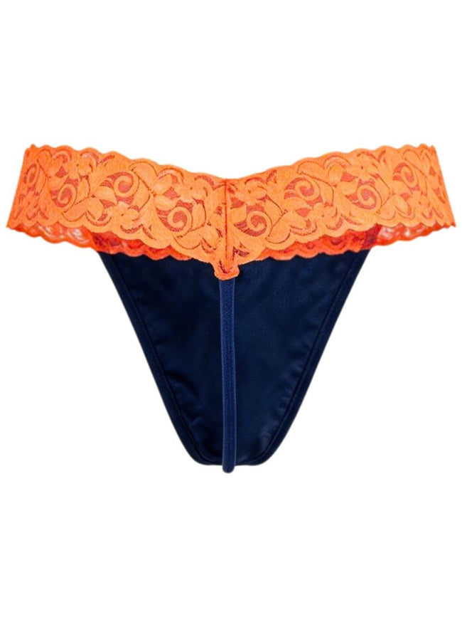 CandyMan 95015 Men's Underwear Seductive Lace Thongs Color Blue-Hot Orange