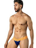 CandyMan 95015 Men's Underwear Seductive Lace Thongs Color Blue-Hot Orange
