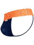 CandyMan 95015 Men's Underwear Seductive Lace Thongs Color Blue-Hot Orange