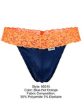 CandyMan 95015 Men's Underwear Seductive Lace Thongs Color Blue-Hot Orange