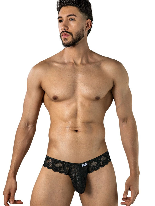 CandyMan 95019 Men's Underwear Elegant Lace Thongs Color Black