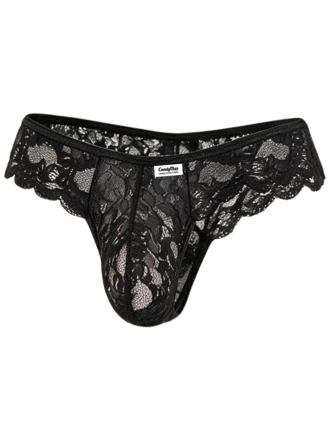 CandyMan 95019 Men's Underwear Elegant Lace Thongs Color Black
