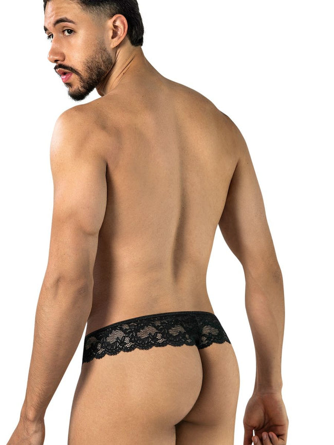 CandyMan 95019 Men's Underwear Elegant Lace Thongs Color Black