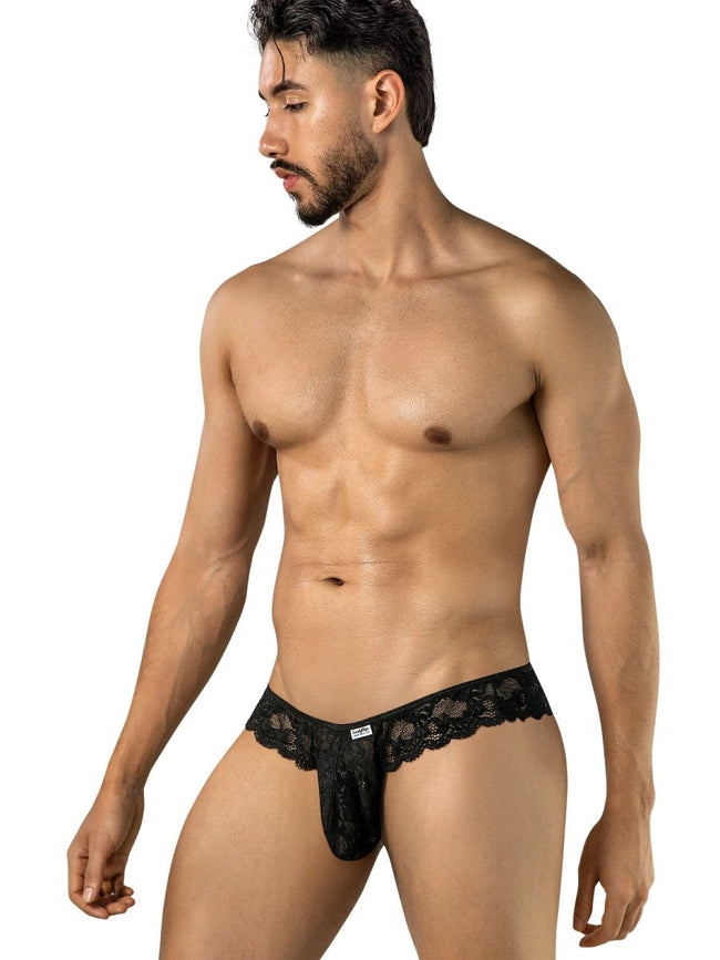 CandyMan 95019 Men's Underwear Elegant Lace Thongs Color Black