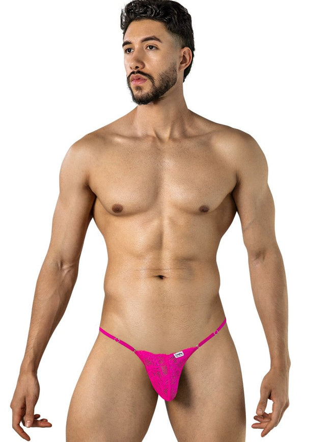 CandyMan 95020 Men's Underwear Sensual Lace Thongs Color Pink