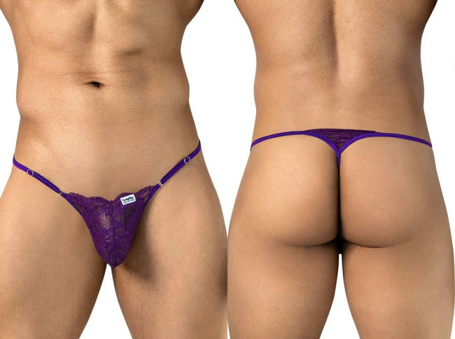 CandyMan 95020 Men's Underwear Sensual Lace Thongs Color Purple