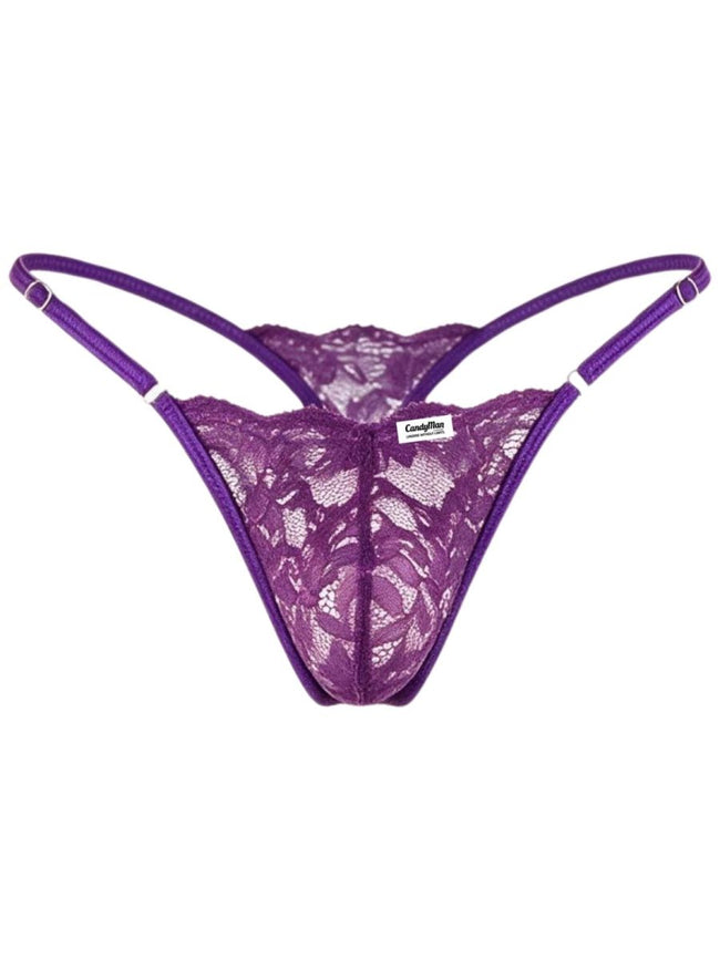 CandyMan 95020 Men's Underwear Sensual Lace Thongs Color Purple