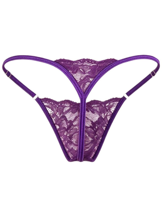 CandyMan 95020 Men's Underwear Sensual Lace Thongs Color Purple