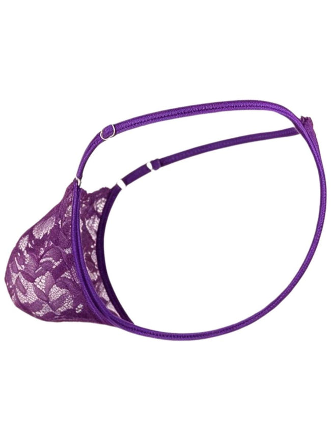 CandyMan 95020 Men's Underwear Sensual Lace Thongs Color Purple
