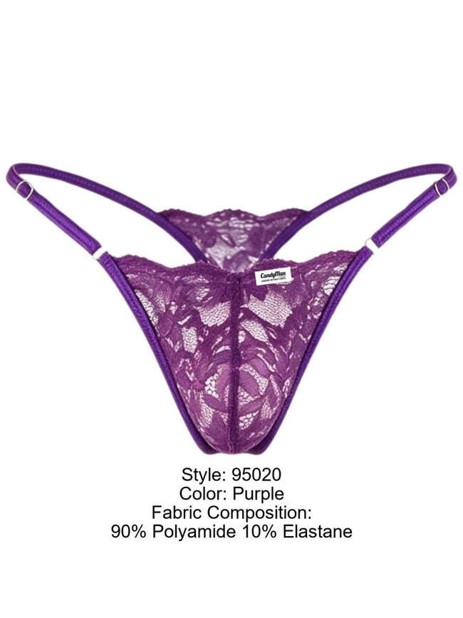 CandyMan 95020 Men's Underwear Sensual Lace Thongs Color Purple