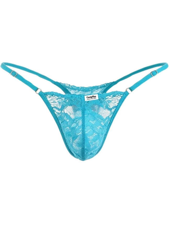 CandyMan 95020 Men's Underwear Sensual Lace Thongs Color Turquoise