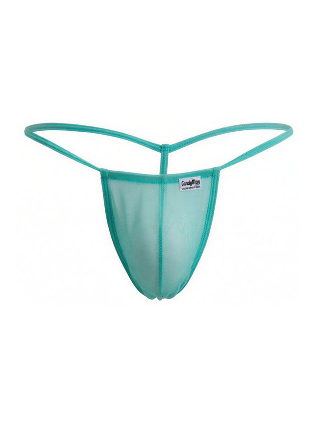 CandyMan 9586 Men's Underwear Mini G-String Color Aqua Mesh