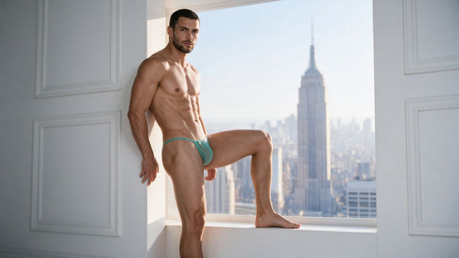 CandyMan 9586 Men's Underwear Mini G-String Color Aqua Mesh
