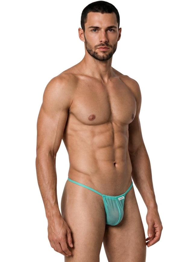 CandyMan 9586 Men's Underwear Mini G-String Color Aqua Mesh