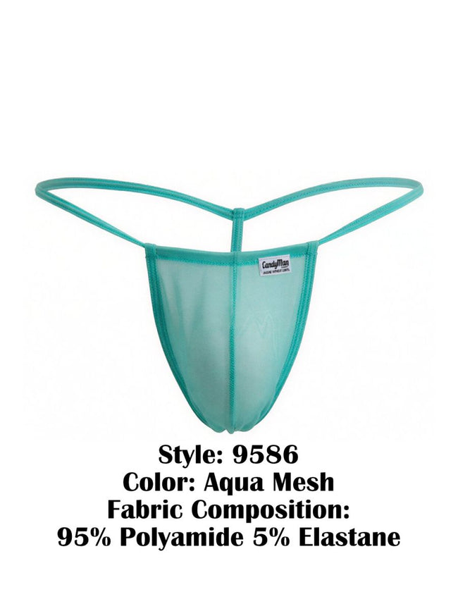CandyMan 9586 Men's Underwear Mini G-String Color Aqua Mesh