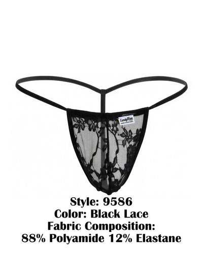 CandyMan 9586 Men's Underwear Mini G-String Color Black Lace