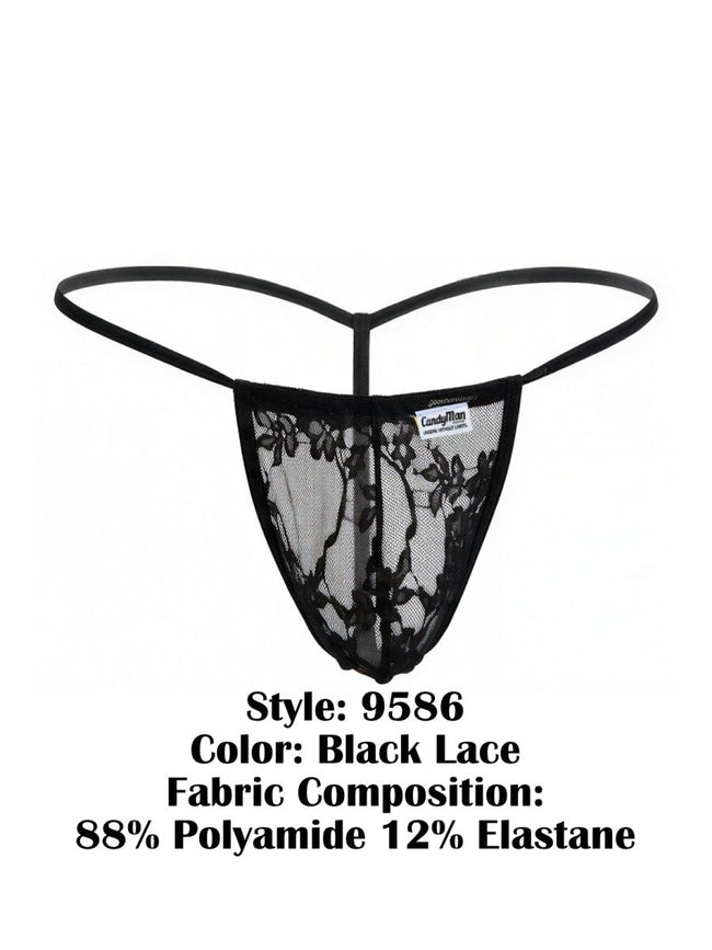 CandyMan 9586 Men's Underwear Mini G-String Color Black Lace