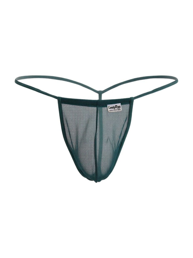 CandyMan 9586 Men's Underwear Mini G-String Color Bottle Green Mesh