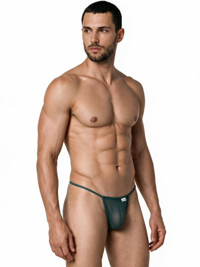 CandyMan 9586 Men's Underwear Mini G-String Color Bottle Green Mesh
