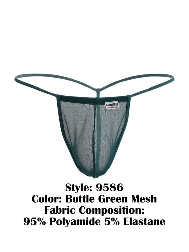 CandyMan 9586 G-String Color Bottle Green Mesh