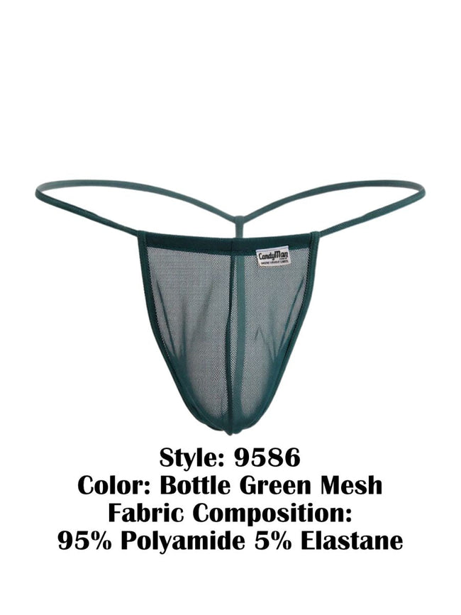 CandyMan 9586 Men's Underwear Mini G-String Color Bottle Green Mesh