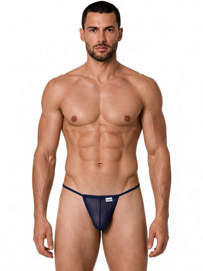 CandyMan 9586 Men's Underwear Mini G-String Color Dark Blue Mesh