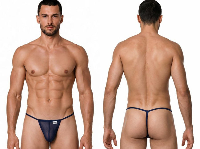 CandyMan 9586 Men's Underwear Mini G-String Color Dark Blue Mesh