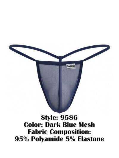 CandyMan 9586 Men's Underwear Mini G-String Color Dark Blue Mesh