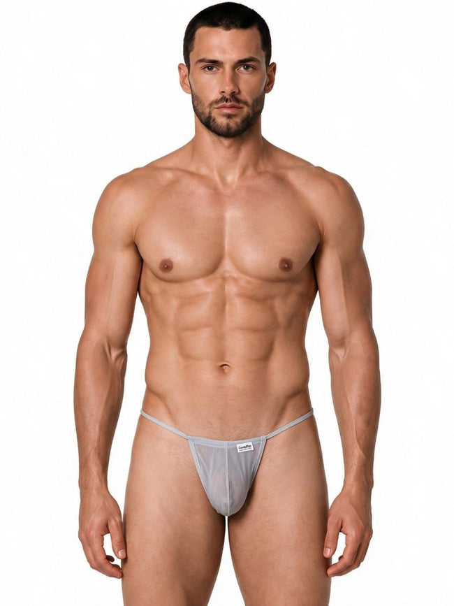 CandyMan 9586 Men's Underwear Mini G-String Color Gray Mesh