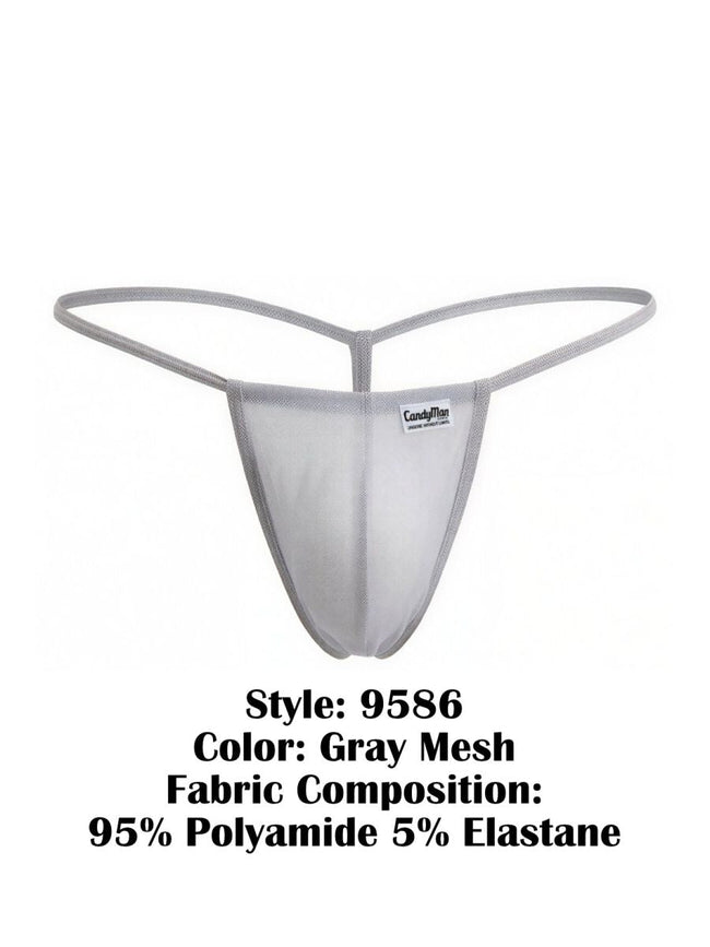 CandyMan 9586 Men's Underwear Mini G-String Color Gray Mesh