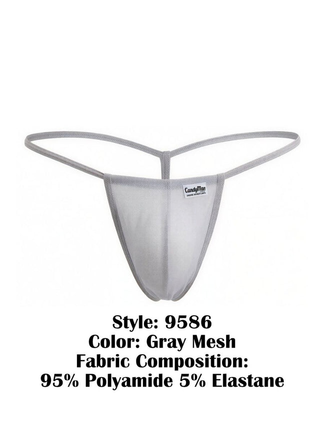 CandyMan 9586 G-String Color Gray Mesh