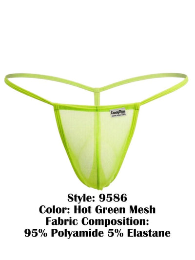 CandyMan 9586 Men's Underwear Mini G-String Color Hot Green Mesh