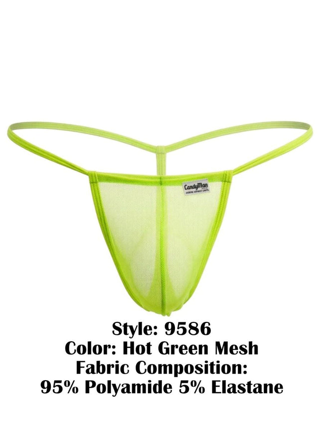 CandyMan 9586 Men's Underwear Mini G-String Color Hot Green Mesh