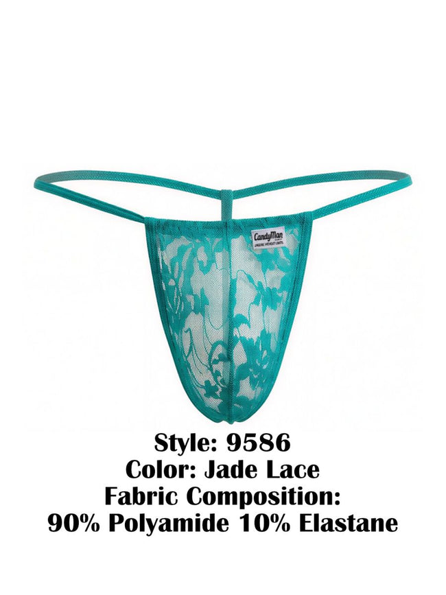 CandyMan 9586 Men's Underwear Mini G-String Color Jade Lace
