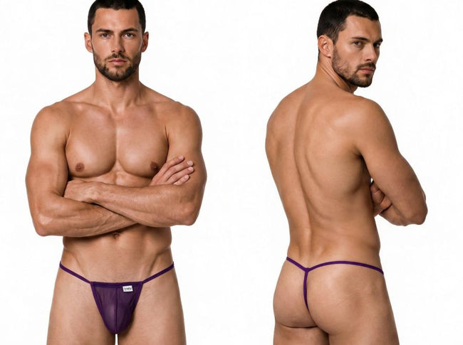 CandyMan 9586 Men's Underwear Mini G-String Color Purple Mesh