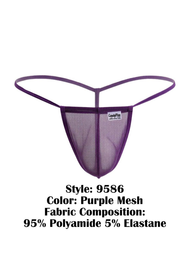 CandyMan 9586 Men's Underwear Mini G-String Color Purple Mesh