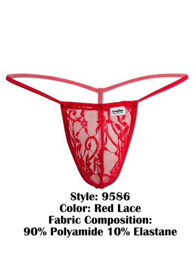 CandyMan 9586 Men's Underwear Mini G-String Color Red Lace