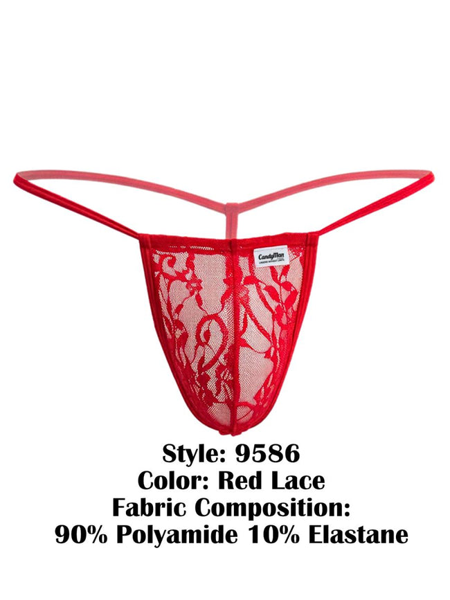 CandyMan 9586 Men's Underwear Mini G-String Color Red Lace