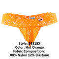 CandyMan 99315X Peek a Boo Lace Thongs Color Hot Orange