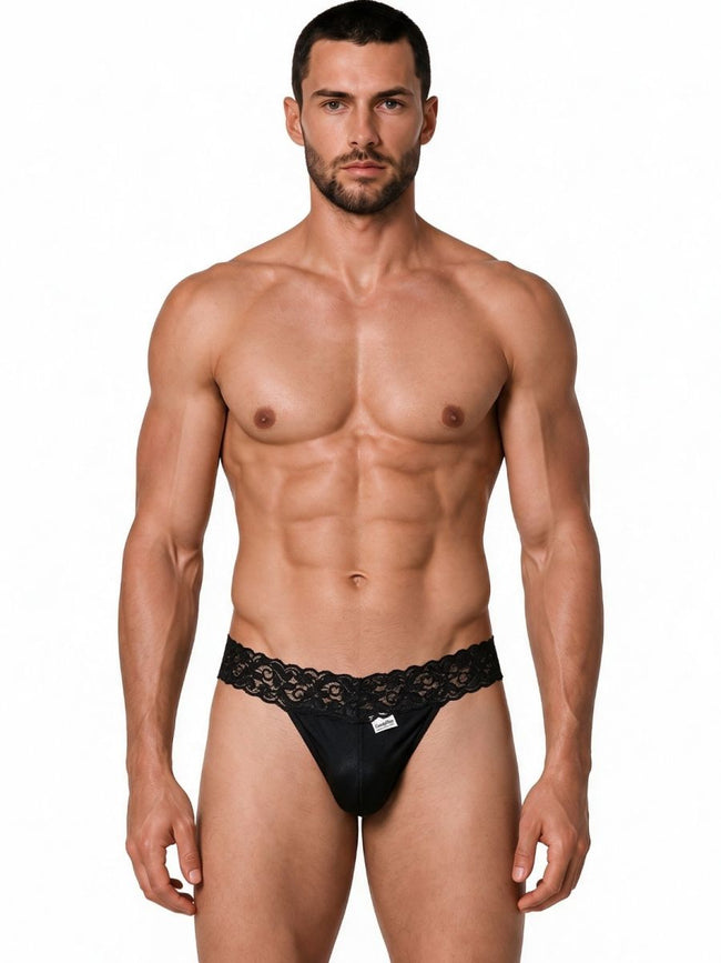 CandyMan 99370 Men's Underwear Sensual Lace Thongs Color Black