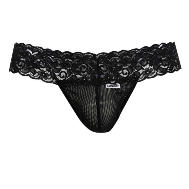 CandyMan 99370 Men's Underwear Sensual Lace Thongs Color Black