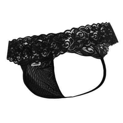 CandyMan 99370 Men's Underwear Sensual Lace Thongs Color Black